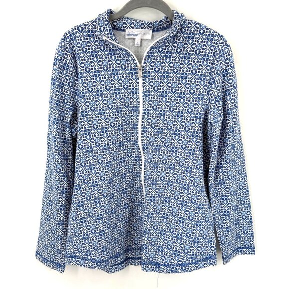 Talbots Womens Performance Interlock Full Zip Jacket Pocket Blue Tile Size Small - Picture 1 of 5